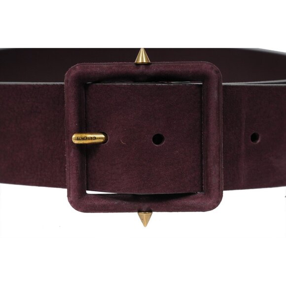 Gucci Womens Wide Belt Size 75 | 30 Purple Leather Gold Hardware Stud Buckle - Picture 2 of 15